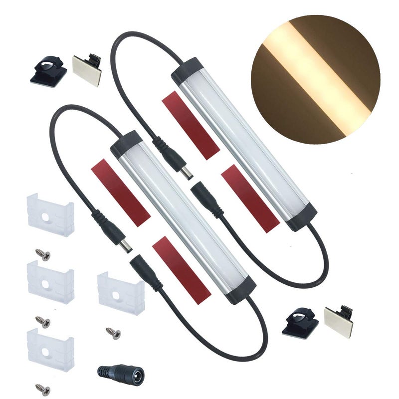 Litever 6 Inches Under Cabinet Light Bar for Small Cabinets, 12VDC, 2.5W, 3000K Warm White,with Mounting Clips, Screws, Self-Adhesive Pads. Compatible LL-008 Series -(2-Pack-3000K) - Image 1